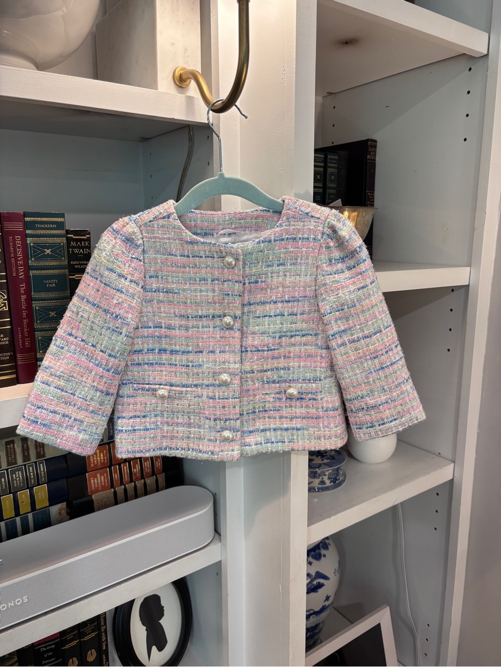 Janie and Jack Pastel Multi-Stripe Tweed Jacket with Pearl Buttons